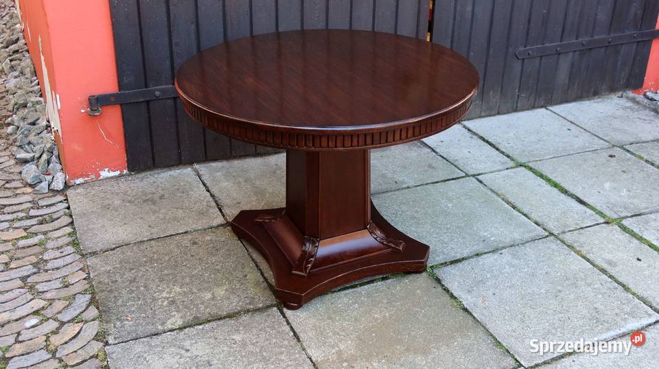 Unikatowy Okrągły Stół Stolik Kawowy Dąb 1920 r dolnośląskie Ziębice
