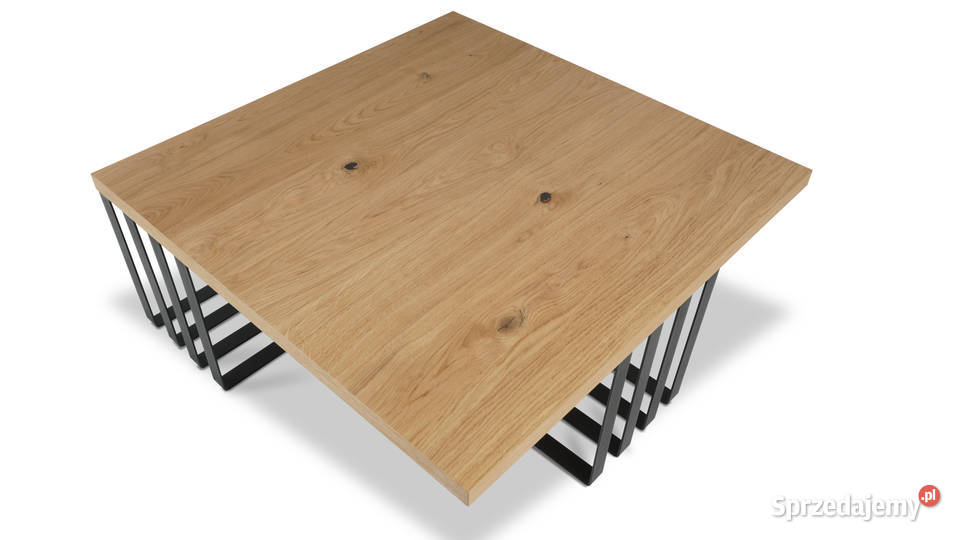 Stolik Fornirowany Dębowy stelaż Stal Czarne