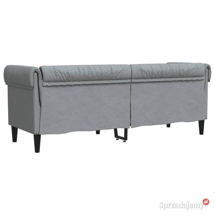 Sofa Chesterfield trzyosobowa jasnoszara obita Warszawa