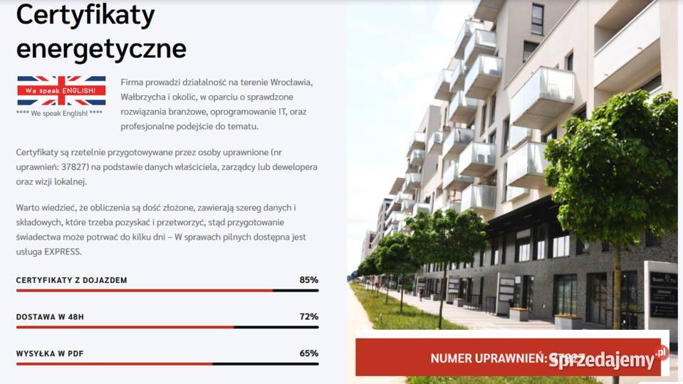 Świadectwa energetyczne DOM z dojazdem Wrocław