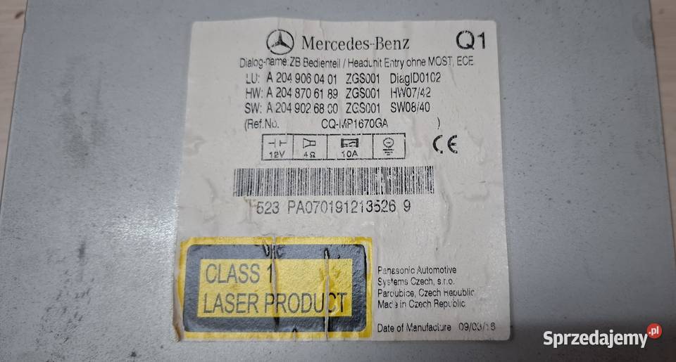 Radio Oryginalne Mercedes W204 Sandomierz