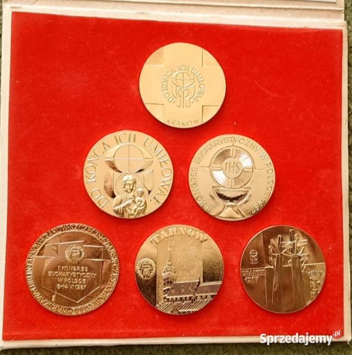 Pozłacany komplet 6 medali II Krajowy Kongres Numizmatyka Katowice