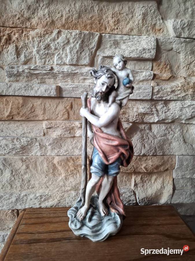 Rzeżba z drewna polichromia ŚwKrzysztof Patron Lubień