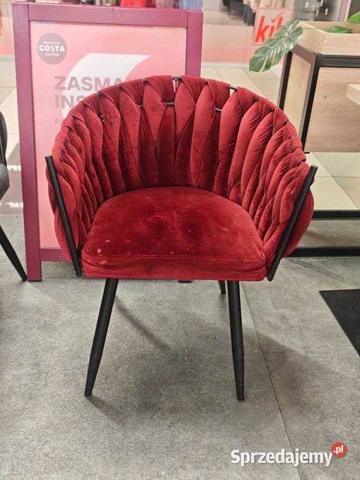 Fotel welurowy pleciony do kawiarni i Góra