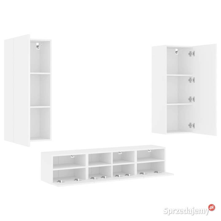 5częściowy zestaw mebli TV biały materiał Dom i Ogród