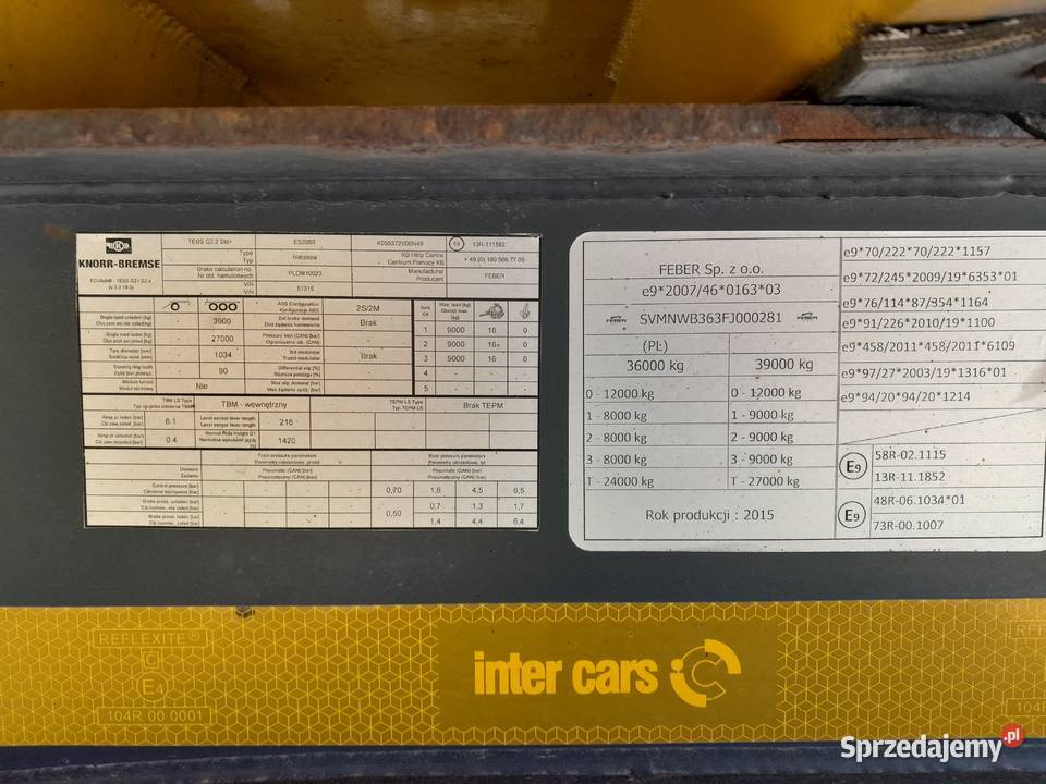 Naczepa Wywrotka Feber Inter Cars 42 m3 2015