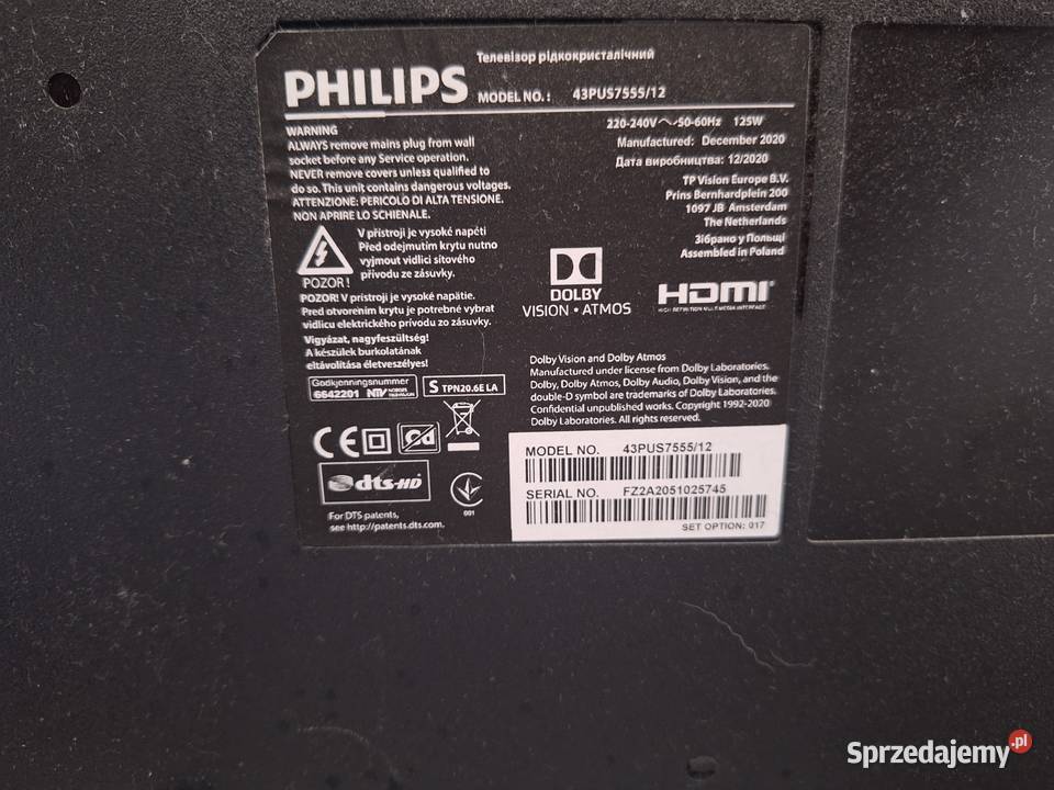 Telewizor Philips OLED 65 65OLED855 Ambilight 4K Korczów sprzedam