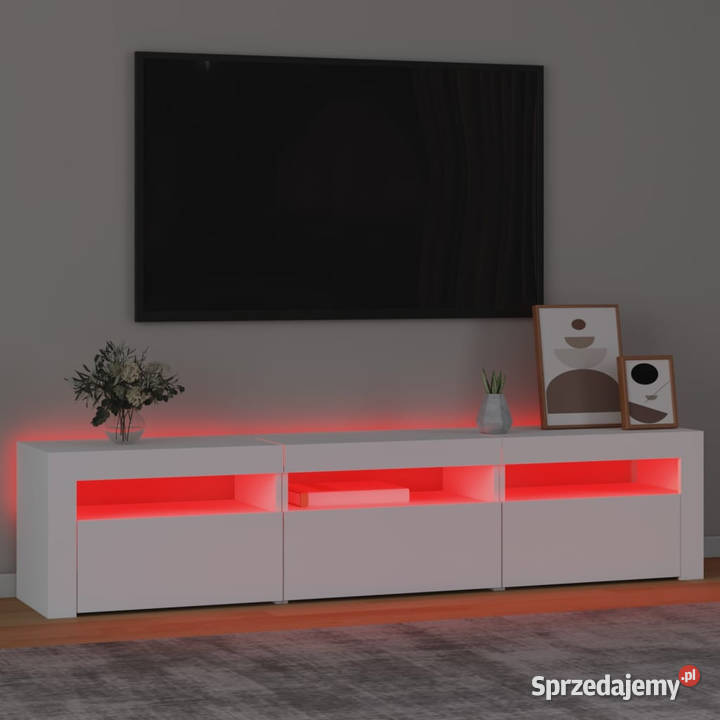 Szafka pod TV z oświetleniem LED biała 180x35x40 Warszawa