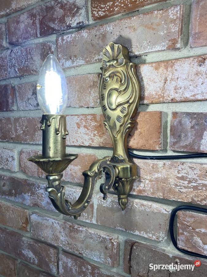Para Francuskich kinkietów 4 mosiądz Antyk Kinkiety Poznań