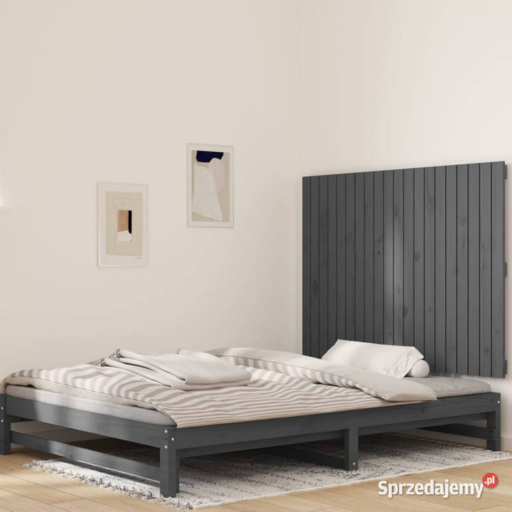 Wezgłowie łóżka szare 1275x3x90 lite drewno Warszawa
