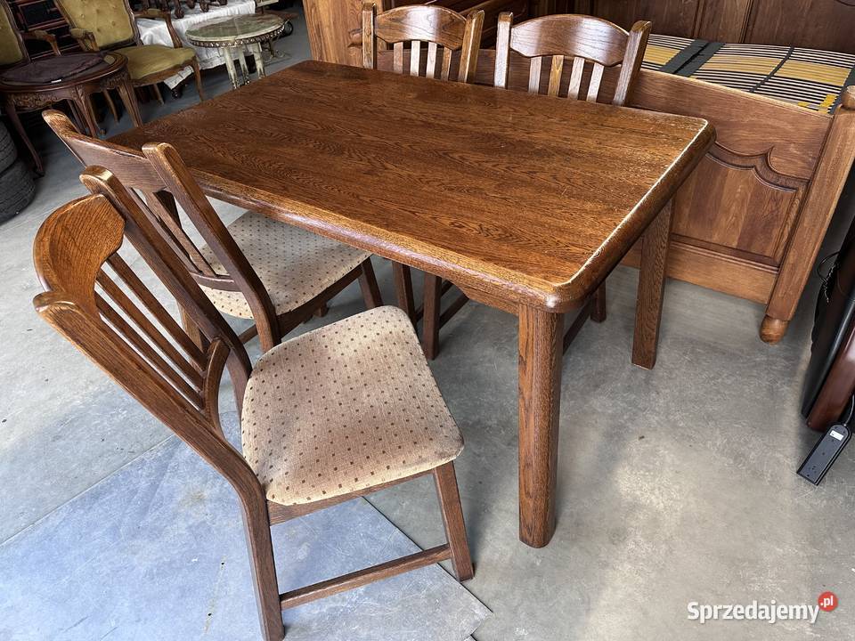 Dębowy stół 4 krzesła 100 lite drewno Sławoszewek