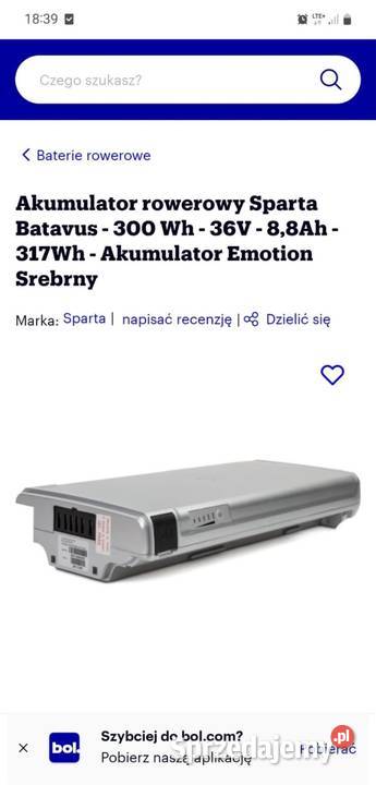 Bateria akumulator rowerowy Sparta Batavus 300Wh lubelskie Chełm