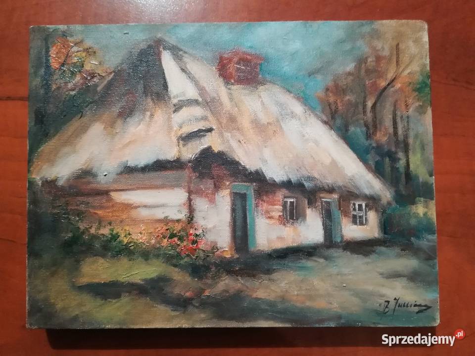 Wiejska chata obraz olejny rozmiar 1824 Malarstwo Warszawa