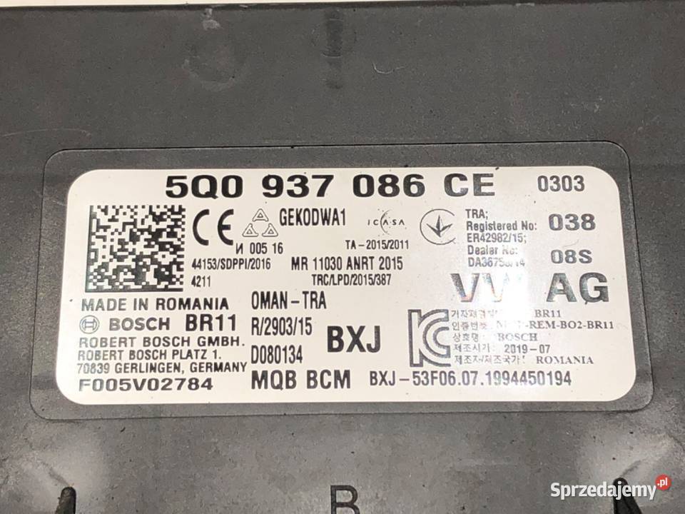 MODUŁ KOMFORTU SKODA KODIAQ 5Q0937086CE