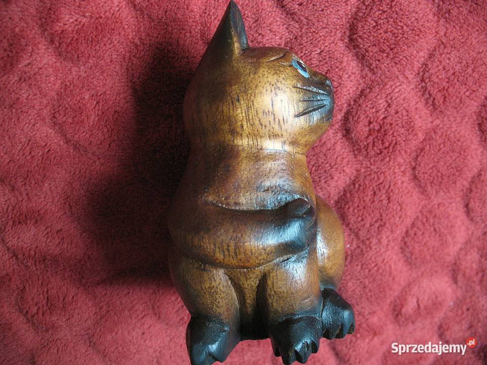 Kot kotek uroczy Stara Figurka Bali styl drewno