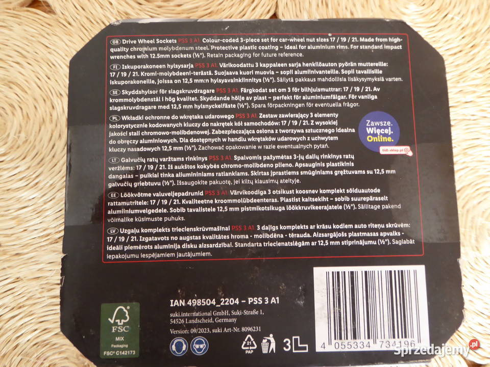Trzy klucze nasadowe 171921mm do felg Olsztyn sprzedam