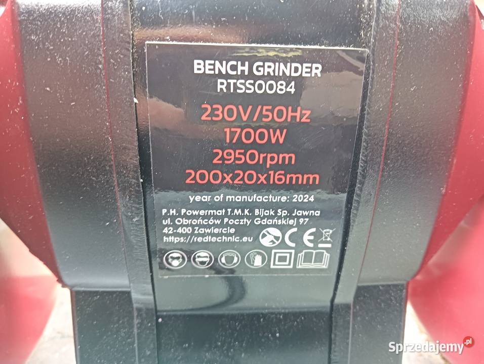 Szlifierka stołowa 1700W 230V kamienie 200MM Wałbrzych