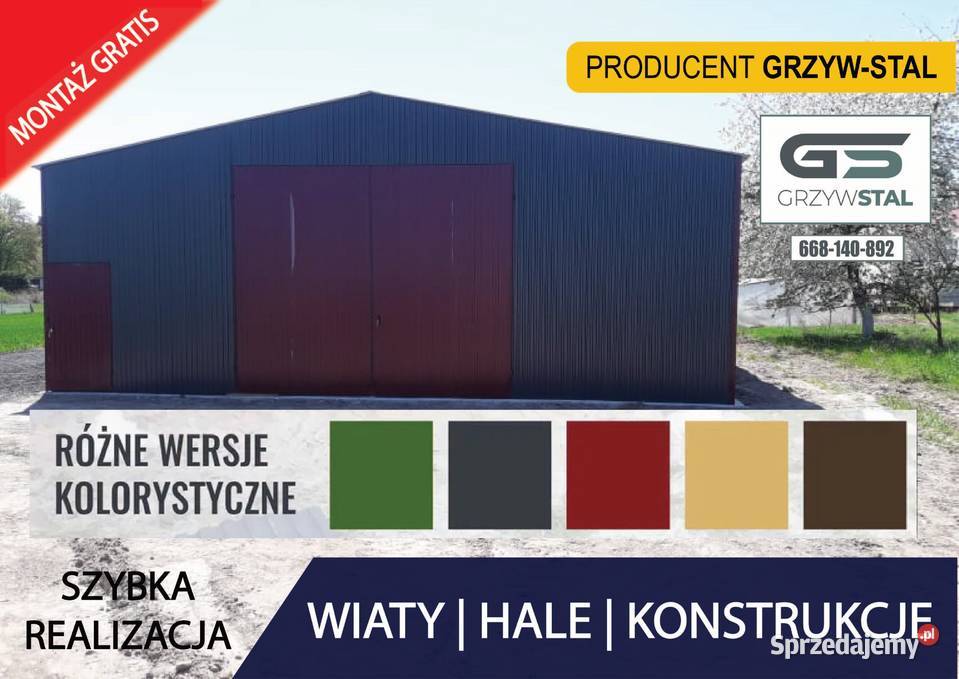 B101 Garaż Blaszany 12x10m Wiata Hala Magazyn Pajęczno