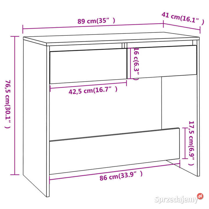 Stolik konsolowy brązowy dąb 89x41x765 WM813001 Stoły mazowieckie Warszawa
