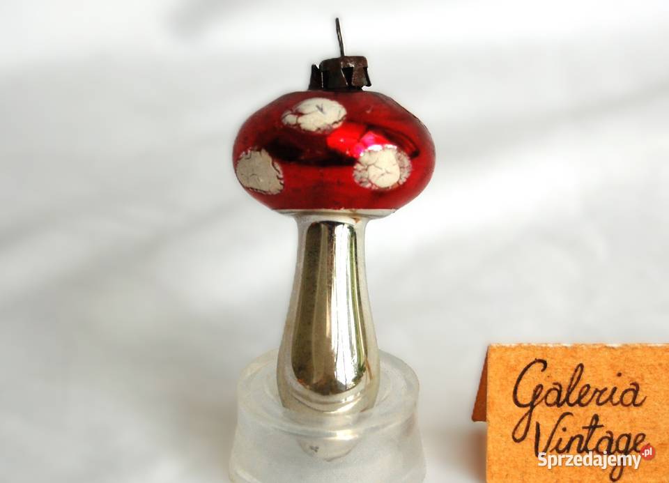 Stara bombka szklana ręcznie malowana muchomorek Boże Narodzenie