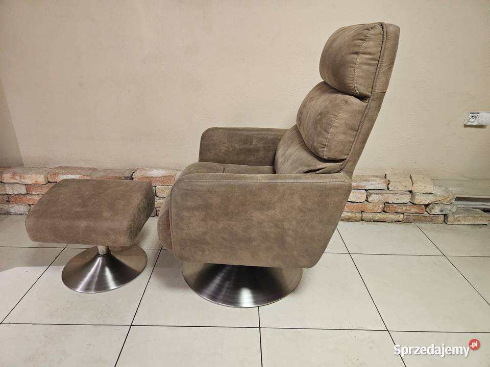 Fotel obrotowy z podnóżkiem WYGODNY tapicerka Pszczyna