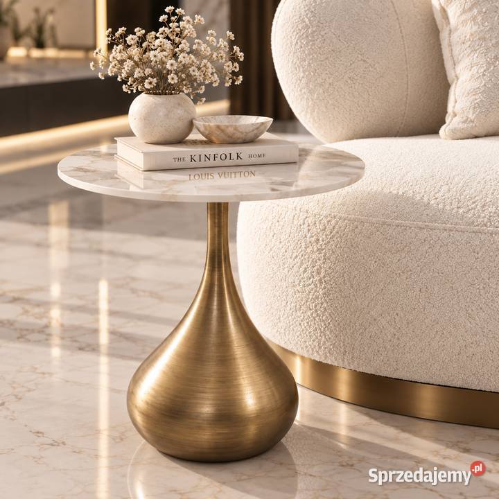Stolik kawowy glamour Avelia 50x50x53 biały małopolskie Golkowice