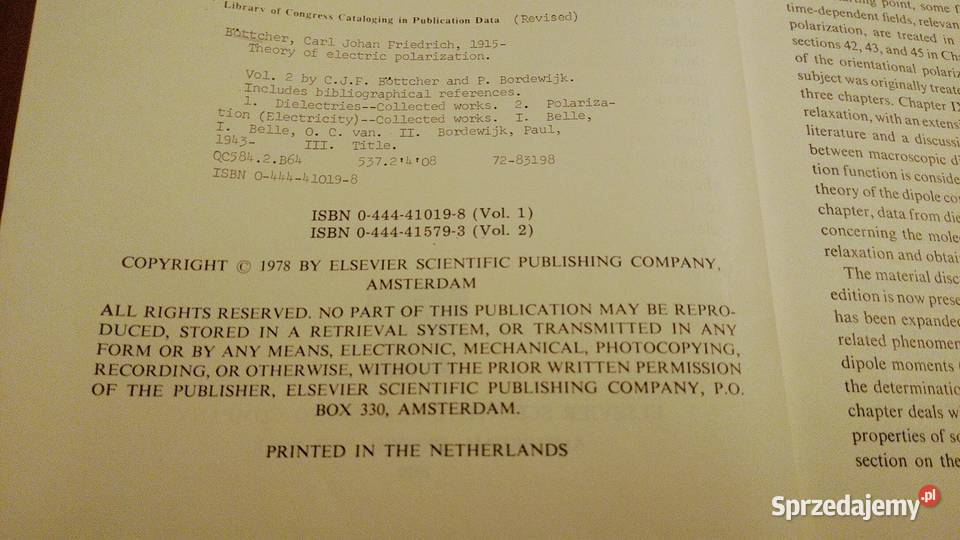 Theory of electric polarization 2 Dielectrics in Rok wydania 1978