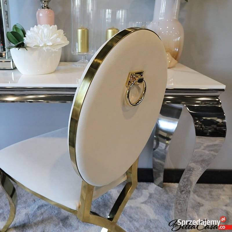 Krzesło Ludwik II Gold glamour Arms pikowane Krzesła Warszawa
