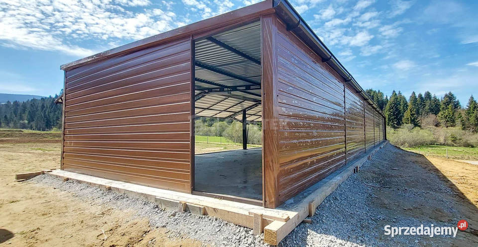 Garaz blaszany 18x5m 6x brama uchylna 2x drzwi