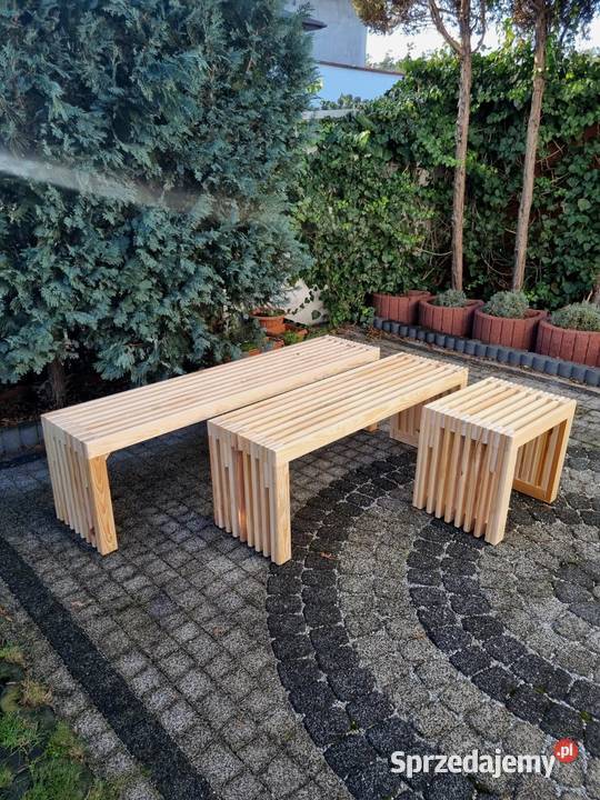 Ławka lamelowa drewniana ławka ogrodowa drewno Kalety