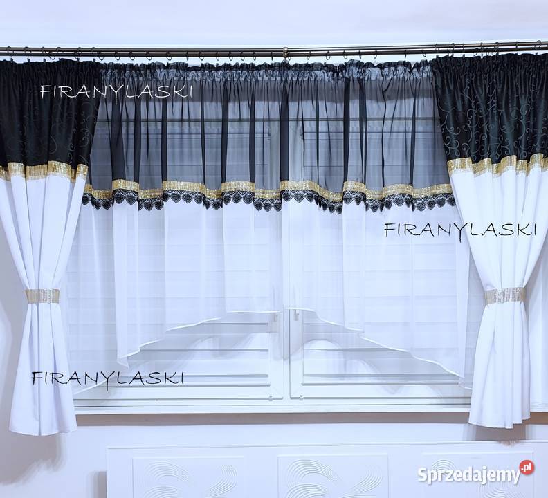Firana gotowa do salonu pokoju gipiura złote Prochowice