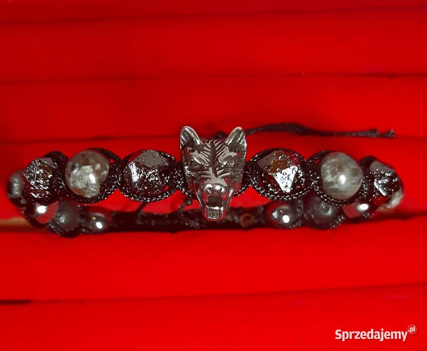Bransoletka regulowana wilk stal kamień Częstochowa