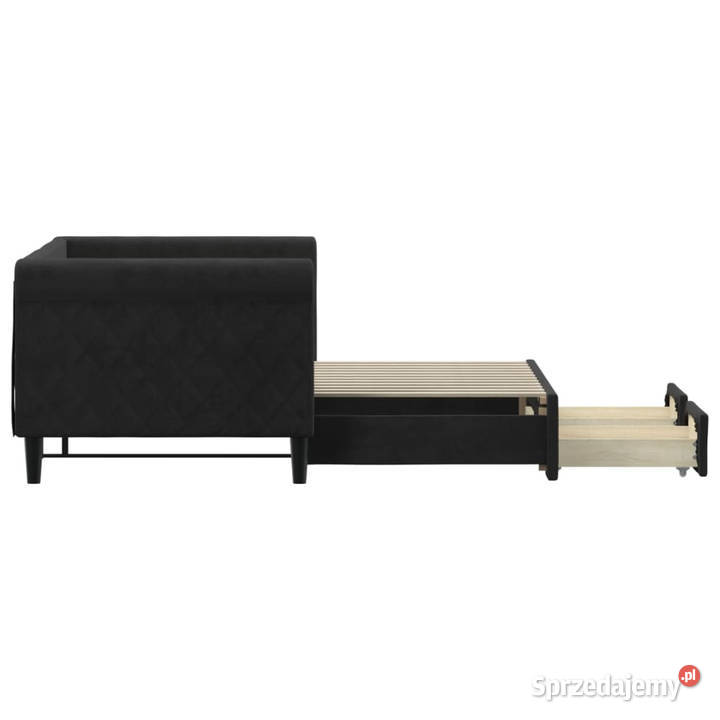Sofa rozsuwana z szufladami czarna aksamit Warszawa