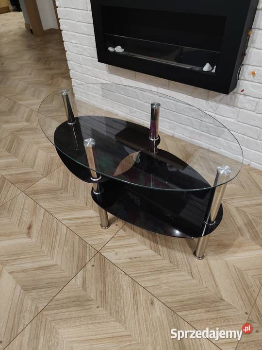 Stolik kawowy 90x60 owal 2 półki Lekomin
