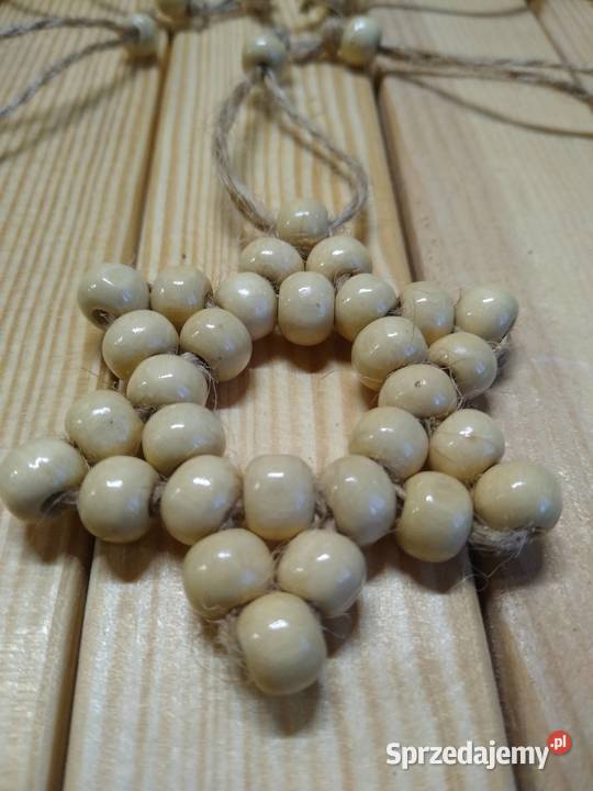 Zestaw 6 drewnianych koralikowych gwiazdek Gdańsk