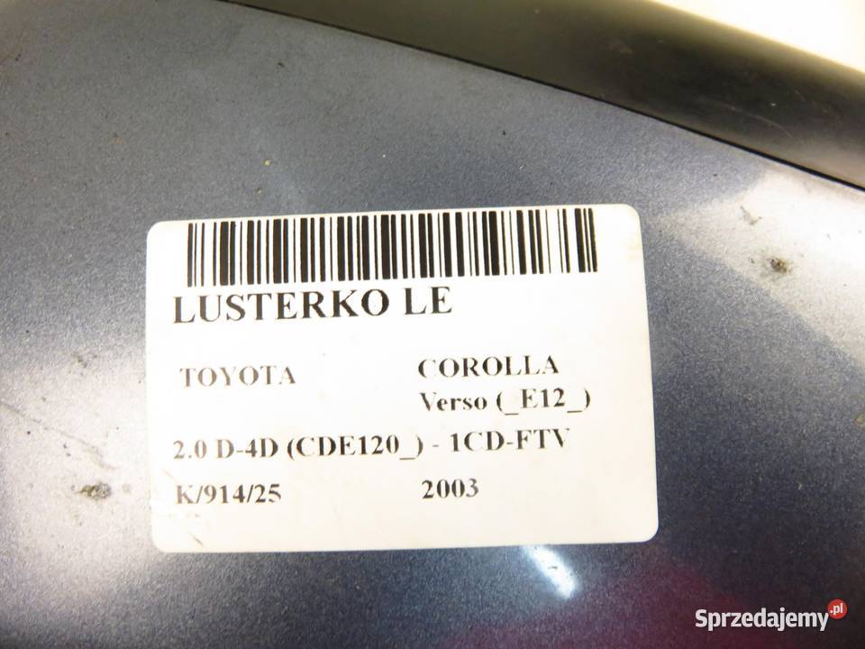 LUSTERKO LEWE TOYOTA COROLLA Verso E12 8N6
