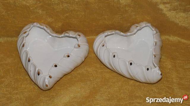Szkatułki puzderka porcelanowe w kształcie serca biały Inowrocław