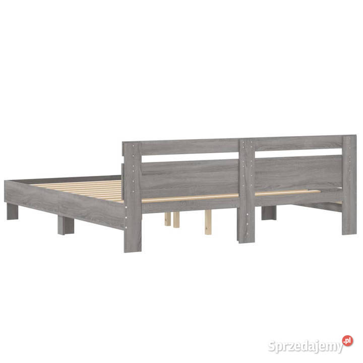 Rama łóżka z wezgłowiem szary dąb sonoma 200x200 Łóżka
