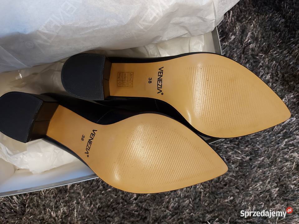 Venezja buty czółenka czarne skóra naturalna 38 Olkusz