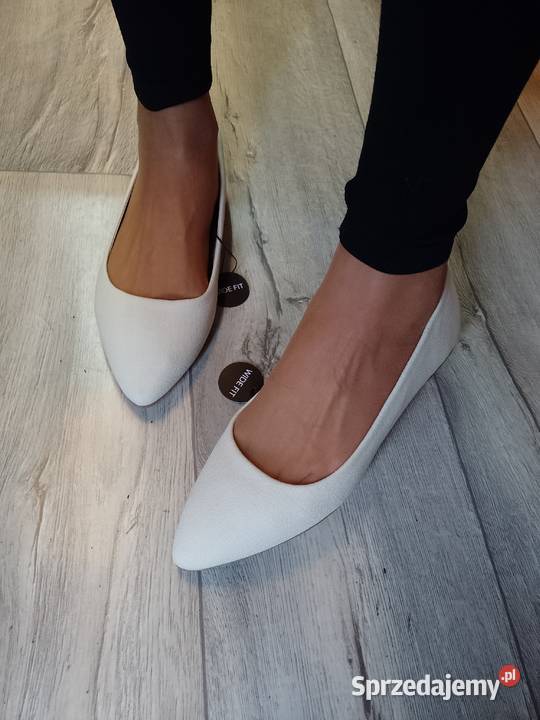 40 Seria WideFit Dzianinowe Baleriny wieczorowe biały Kraków sprzedam