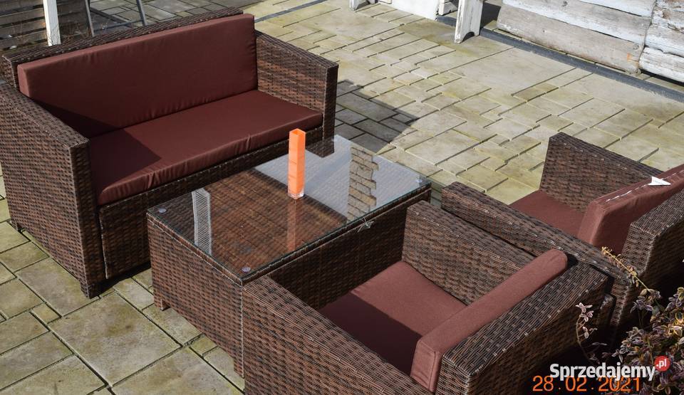 Zestaw kawowy technorattan brąz sofa 2osobx2 Bosutów