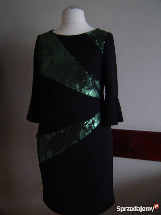 Sukienka z tkaninykrepa wełniana i welur 44 Starachowice