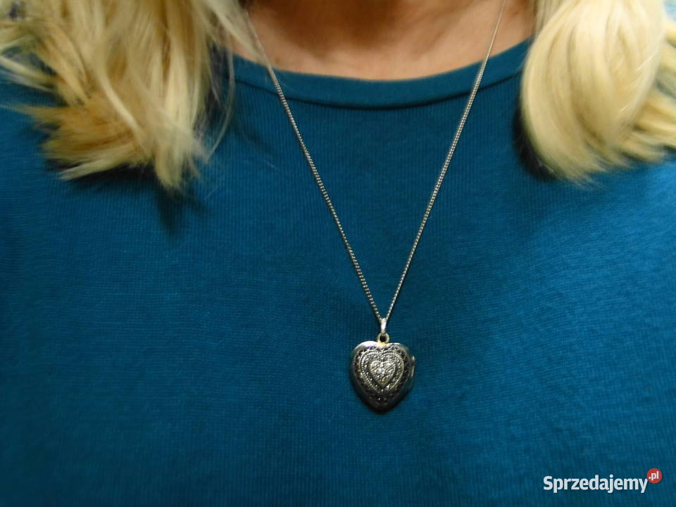 Stary piękny naszyjnik sekretnik srebro Warszawa