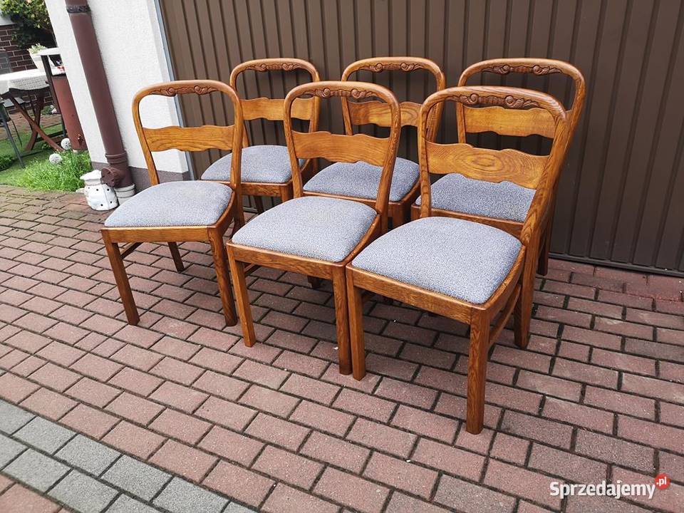 Krzesła ARTDECO Politura 6 Sztuk Stare Antyk Swarzędz