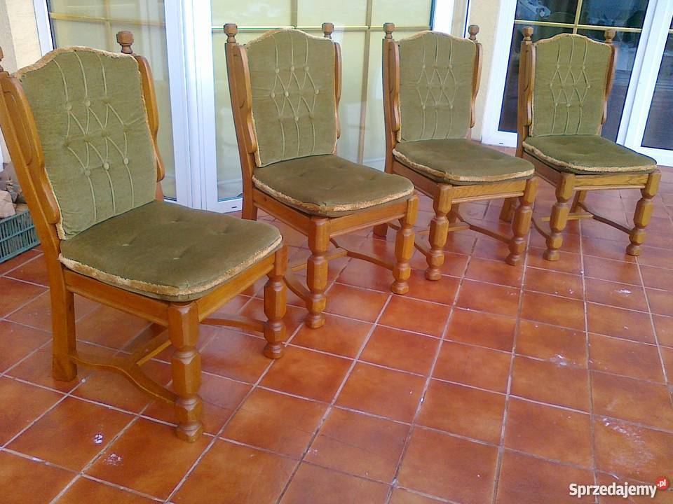Krzesło dębowe fotel masywne drewniane tron Sulbiny