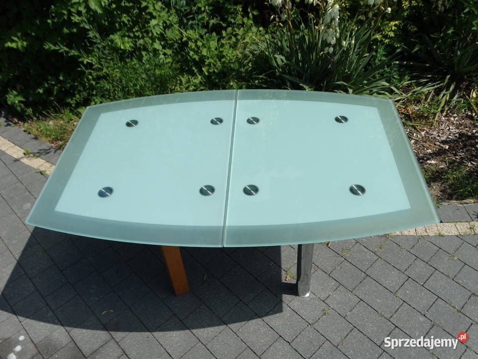 Stół do salonu szklanodrewniany rozkładany 74cm Komplety mebli