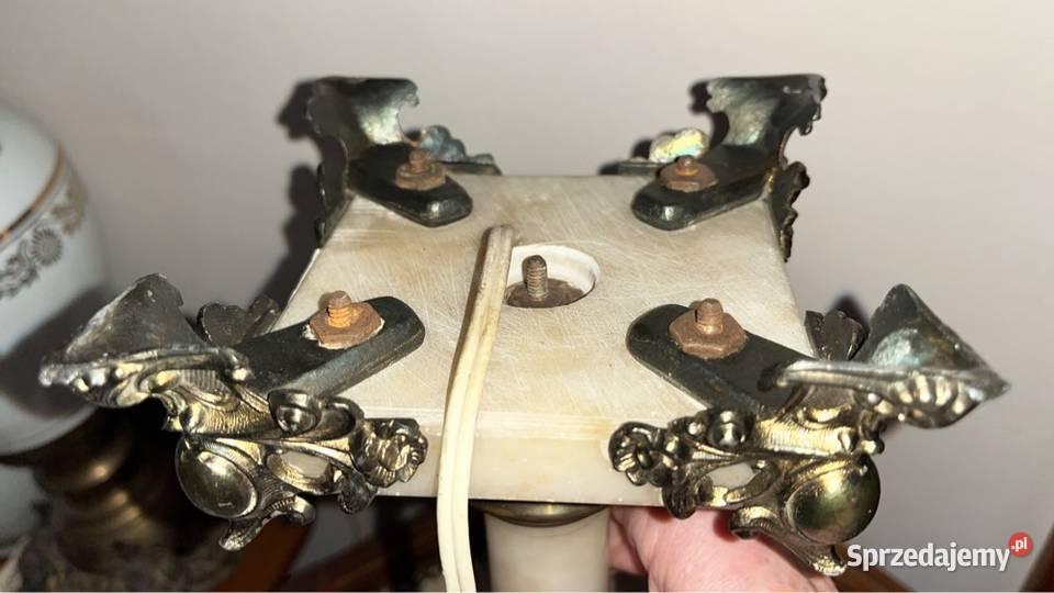 Retro Lampa z mosiądzu i onyksu Elektryczna pomorskie Gdańsk