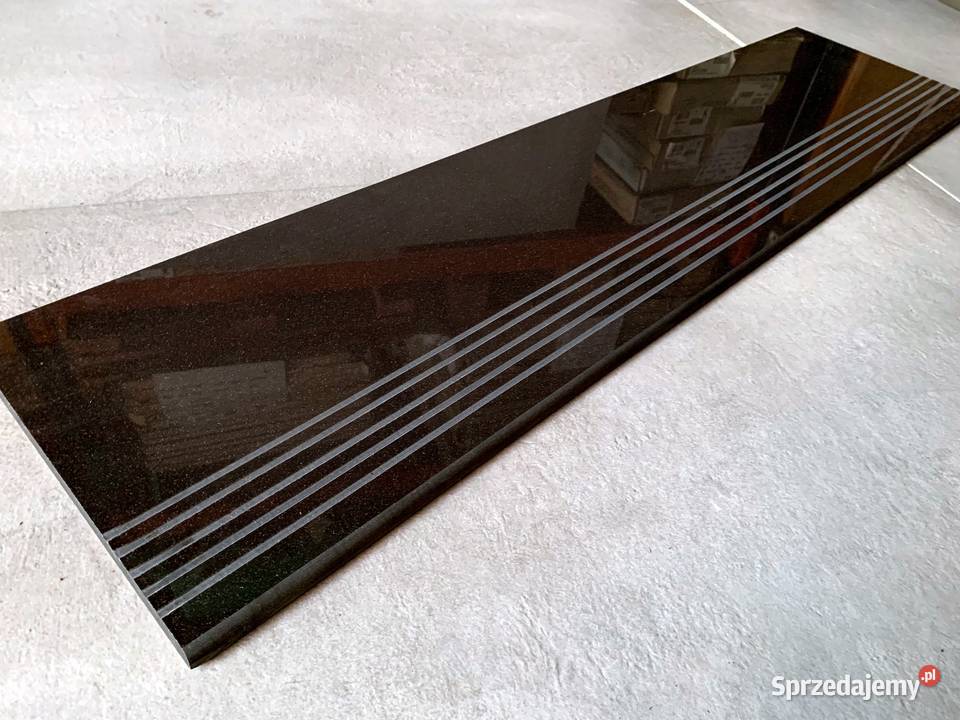 Czarne płytki schodowe 120x30 WYSOKI POŁYSK łódzkie Łask