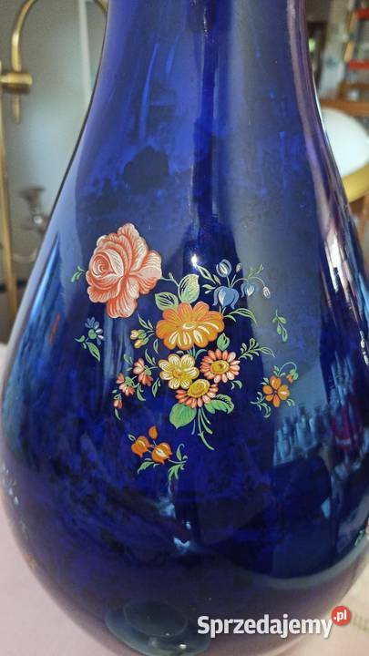Wazon ze szkła kobaltowego W bukiecikami Gdańsk