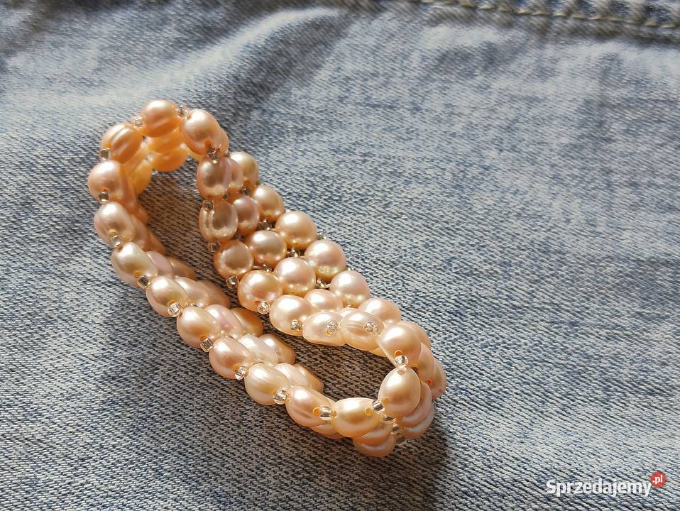 Bransoletka 3rzędowa szeroka perła hodowlana mazowieckie Warszawa